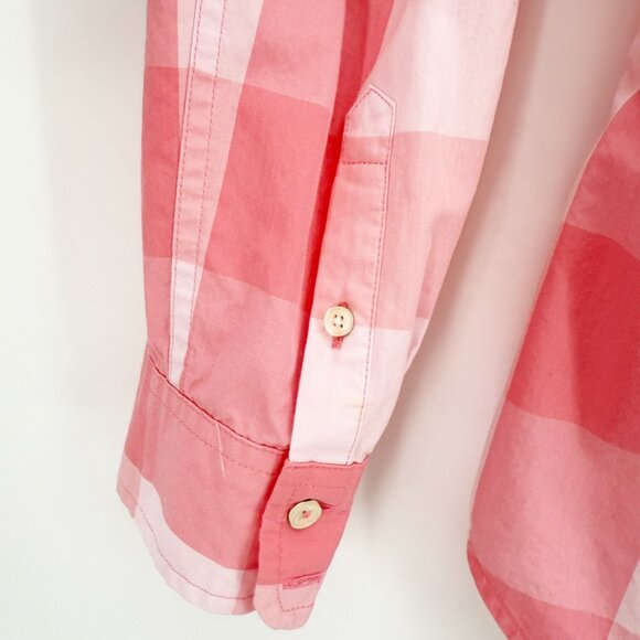 TALBOTS Pink Plaid Check Button Down LSV Shirt S - Picture 3 of 6